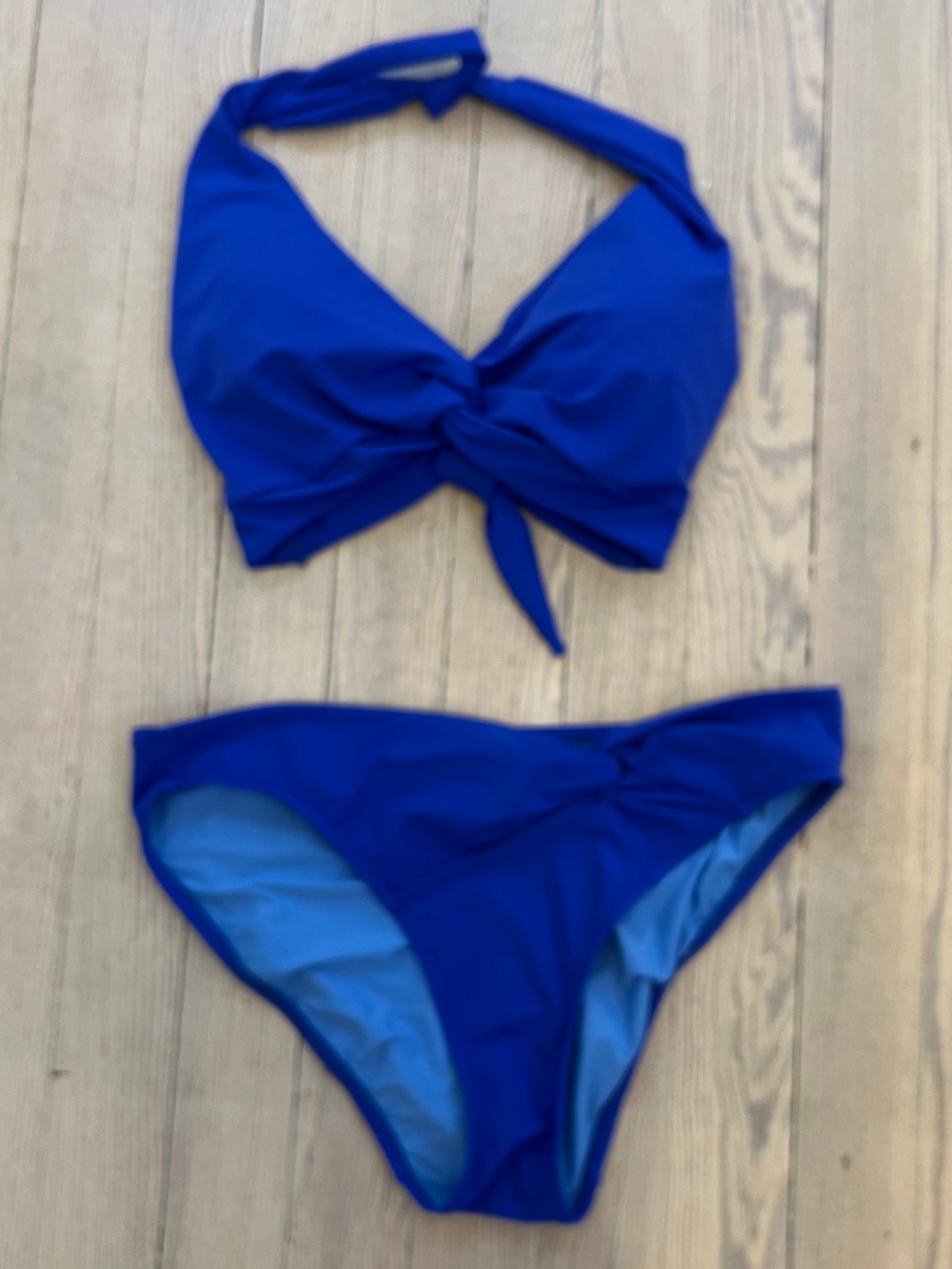 JETS Women’s Cobalt Blue Halter Bikini Set Tie Front Two Piece Swimsuit Size 10